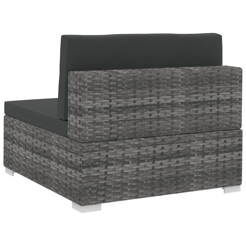 4-delige Loungeset met kussens poly rattan grijs