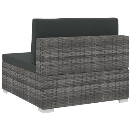 4-delige Loungeset met kussens poly rattan grijs