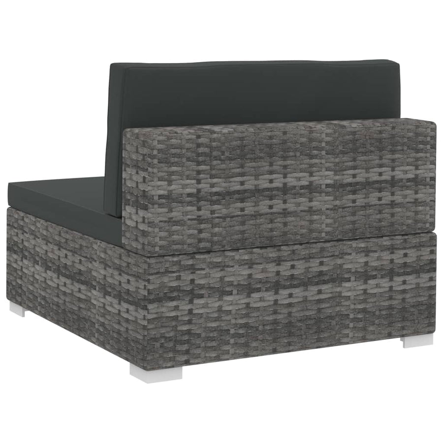 4-delige Loungeset met kussens poly rattan grijs