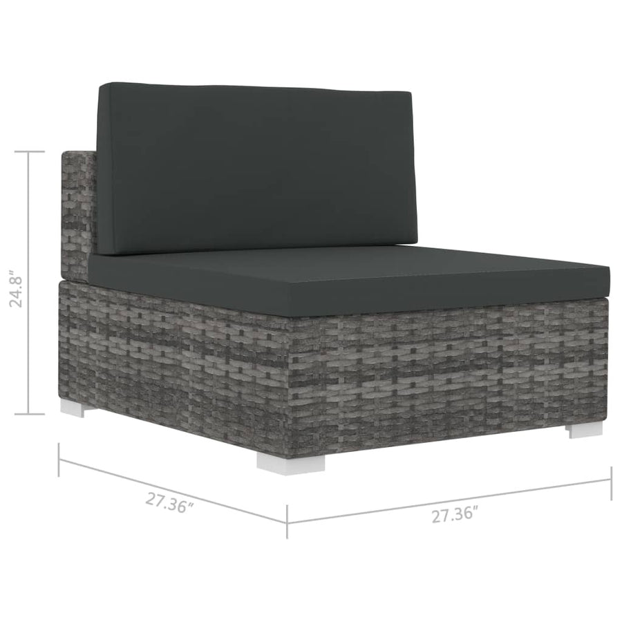 4-delige Loungeset met kussens poly rattan grijs