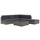 Loungeset 6-delig poly rattan grijs