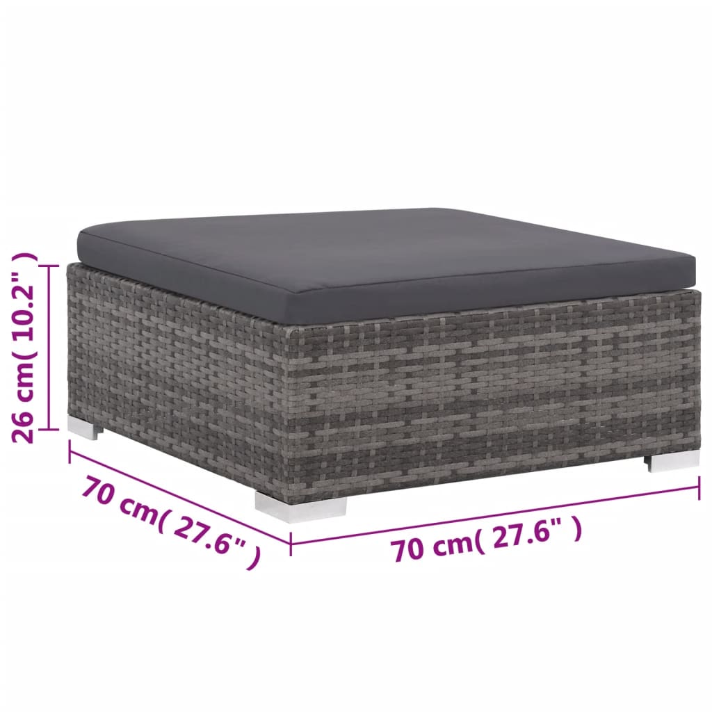 6-delige Loungeset met kussens poly rattan grijs