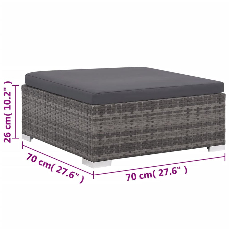 6-delige Loungeset met kussens poly rattan grijs