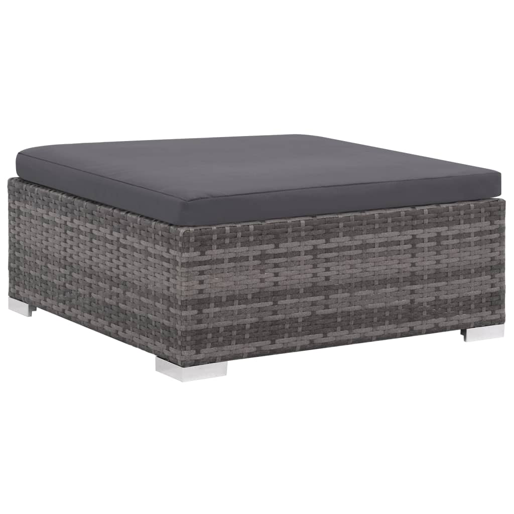 6-delige Loungeset met kussens poly rattan grijs