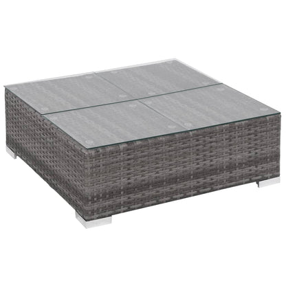 6-delige Loungeset met kussens poly rattan grijs