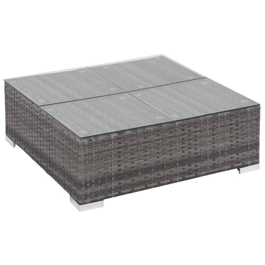 6-delige Loungeset met kussens poly rattan grijs