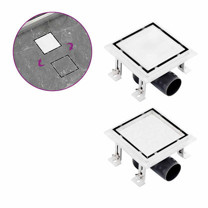 Doucheafvoer Met 2-In-1 Deksels 15X15 Cm Roestvrij Staal 15 x 15 cm
