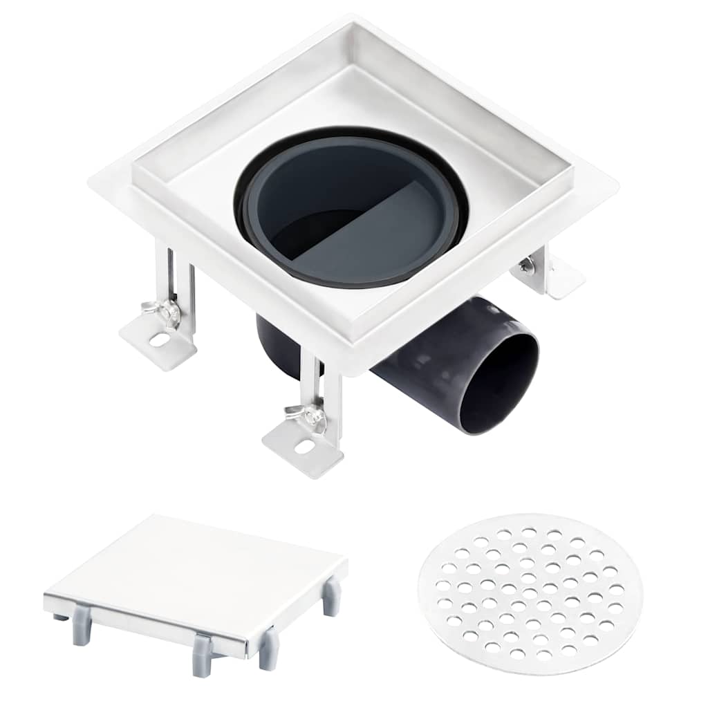 Doucheafvoer Met 2-In-1 Deksels 15X15 Cm Roestvrij Staal 15 x 15 cm