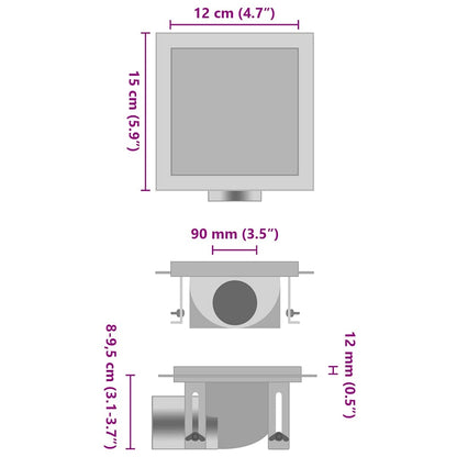 Doucheafvoer Met 2-In-1 Deksels 15X15 Cm Roestvrij Staal 15 x 15 cm