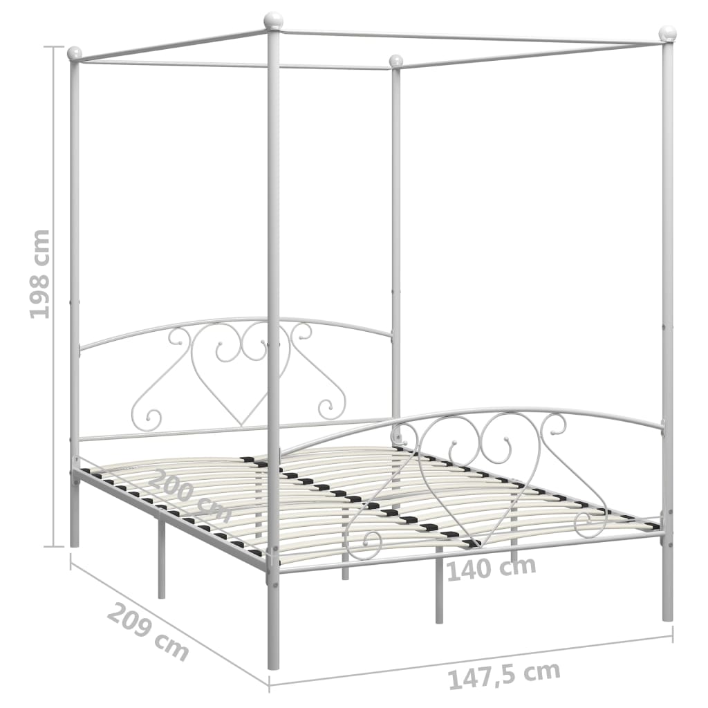Hemelbedframe Metaal 140 x 200 cm Wit