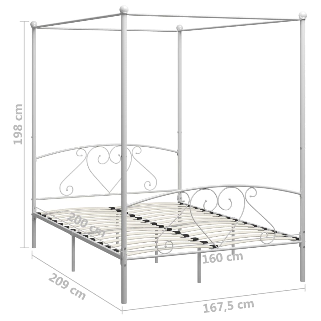Hemelbedframe Metaal 160 x 200 cm Wit