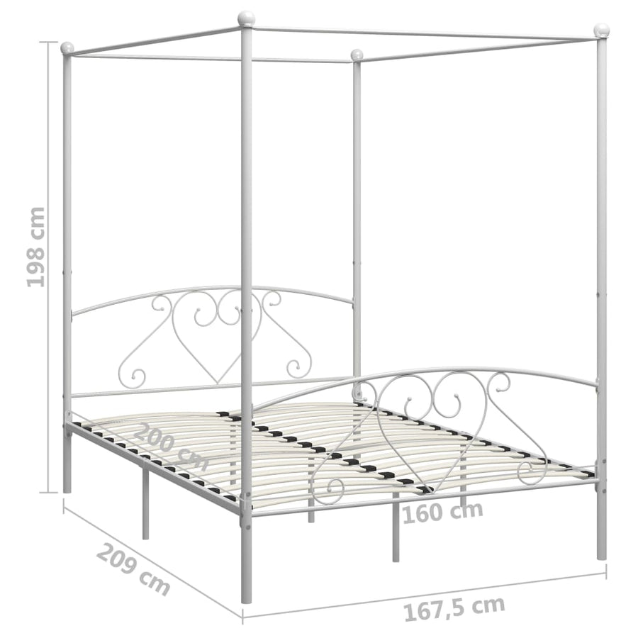 Hemelbedframe Metaal 160 x 200 cm Wit