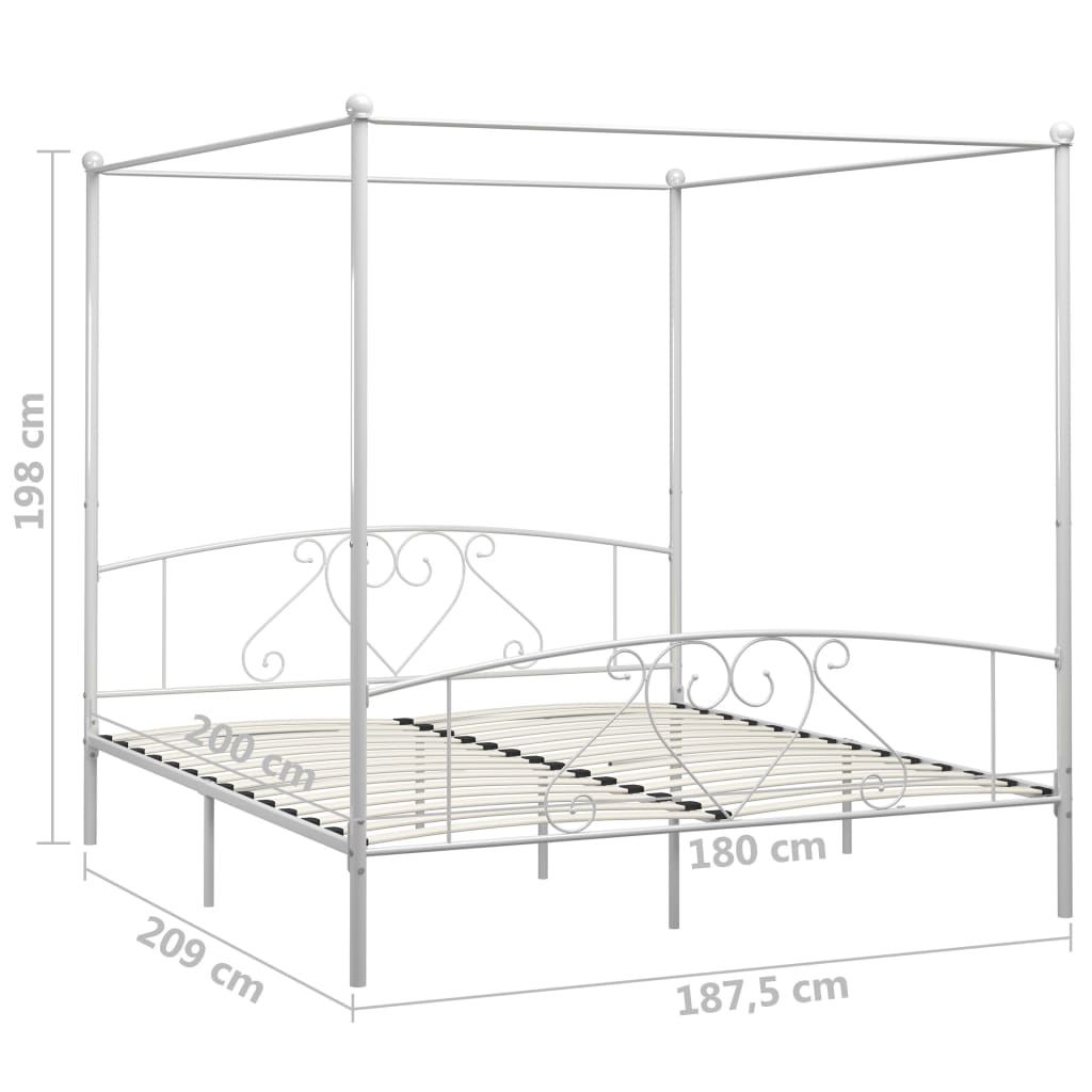Hemelbedframe Metaal 180 x 200 cm Wit