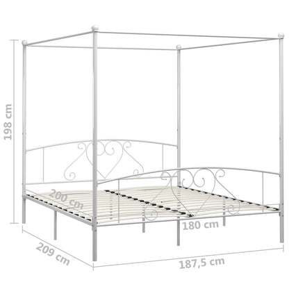Hemelbedframe Metaal 180 x 200 cm Wit