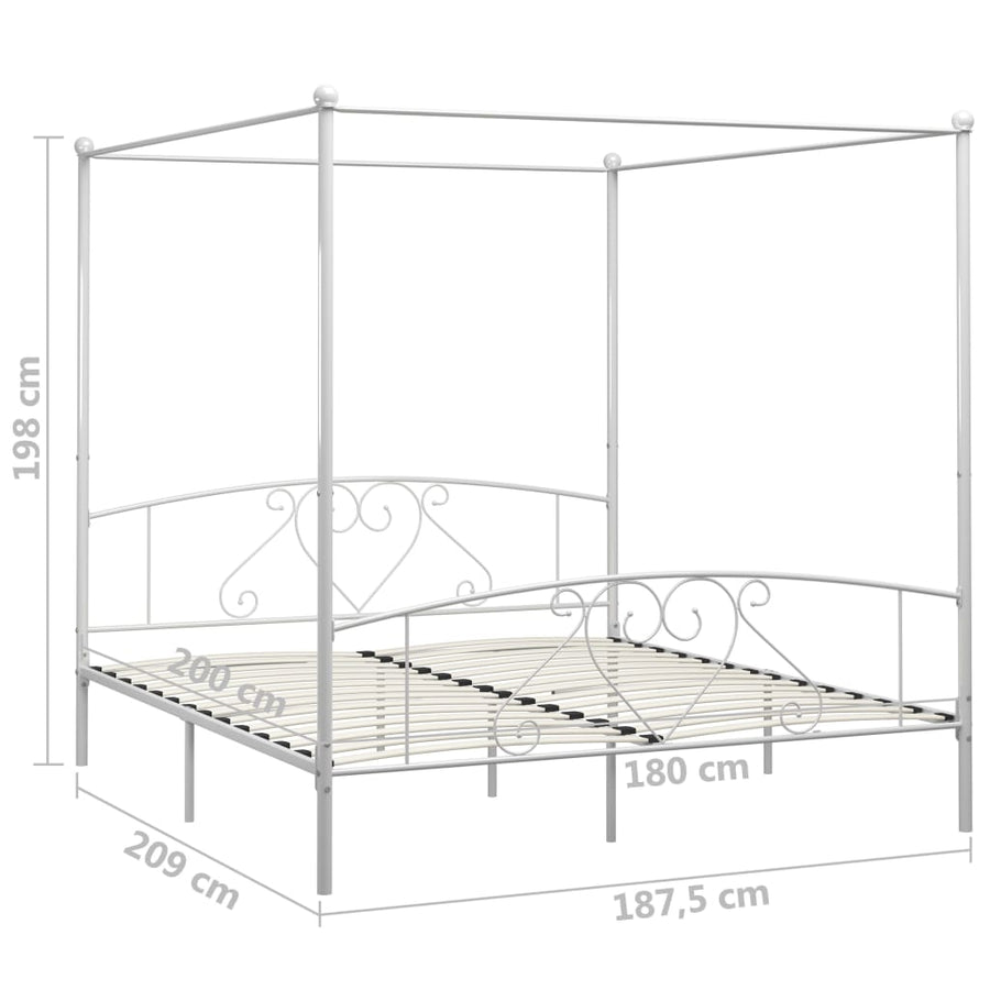 Hemelbedframe Metaal 180 x 200 cm Wit