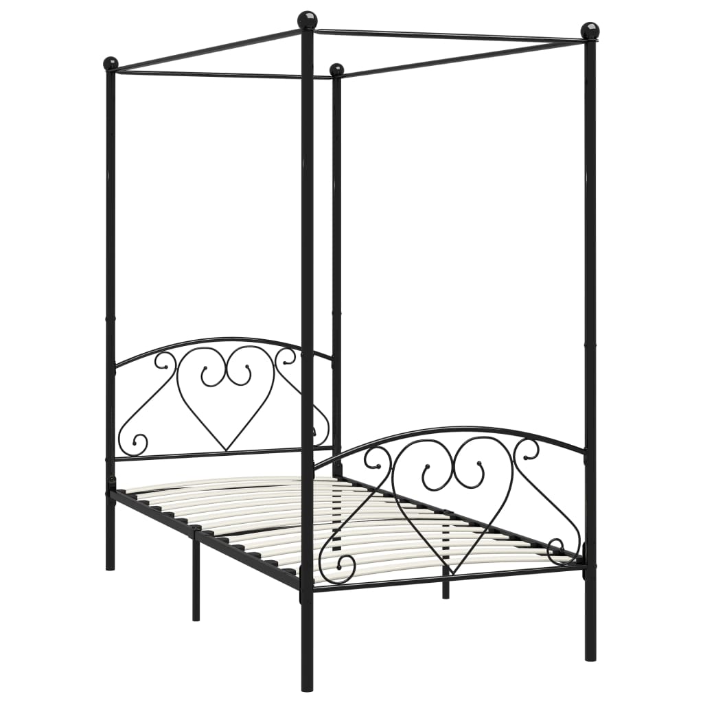 Hemelbedframe Metaal 90 x 200 cm Zwart