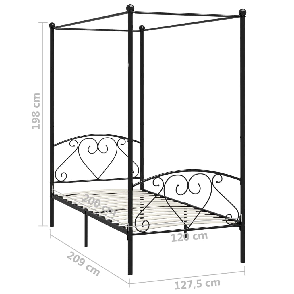 Hemelbedframe Metaal Zwart 120X200 Cm