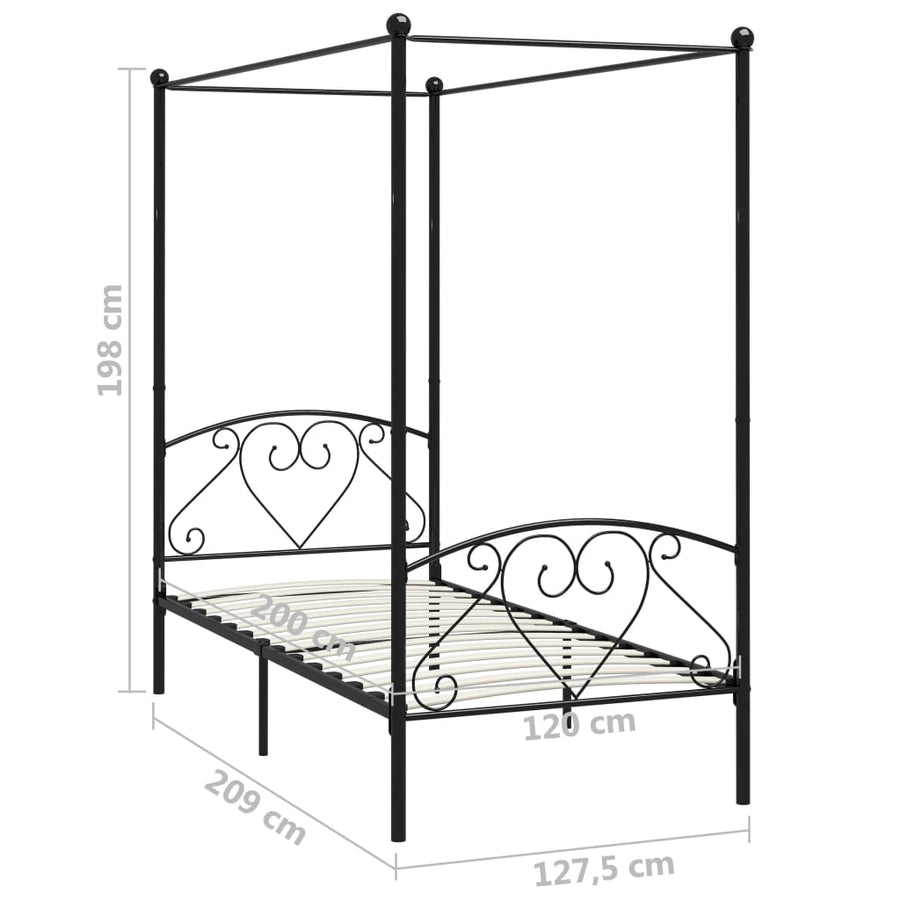 Hemelbedframe Metaal Zwart 120X200 Cm