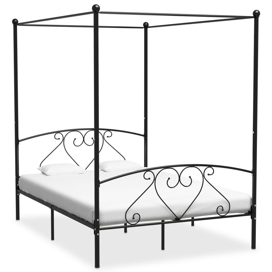 Hemelbedframe Metaal 140 x 200 cm Zwart