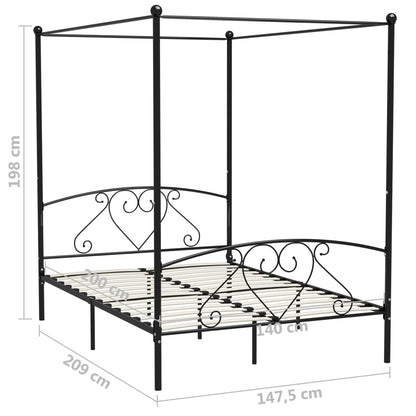 Hemelbedframe Metaal 140 x 200 cm Zwart