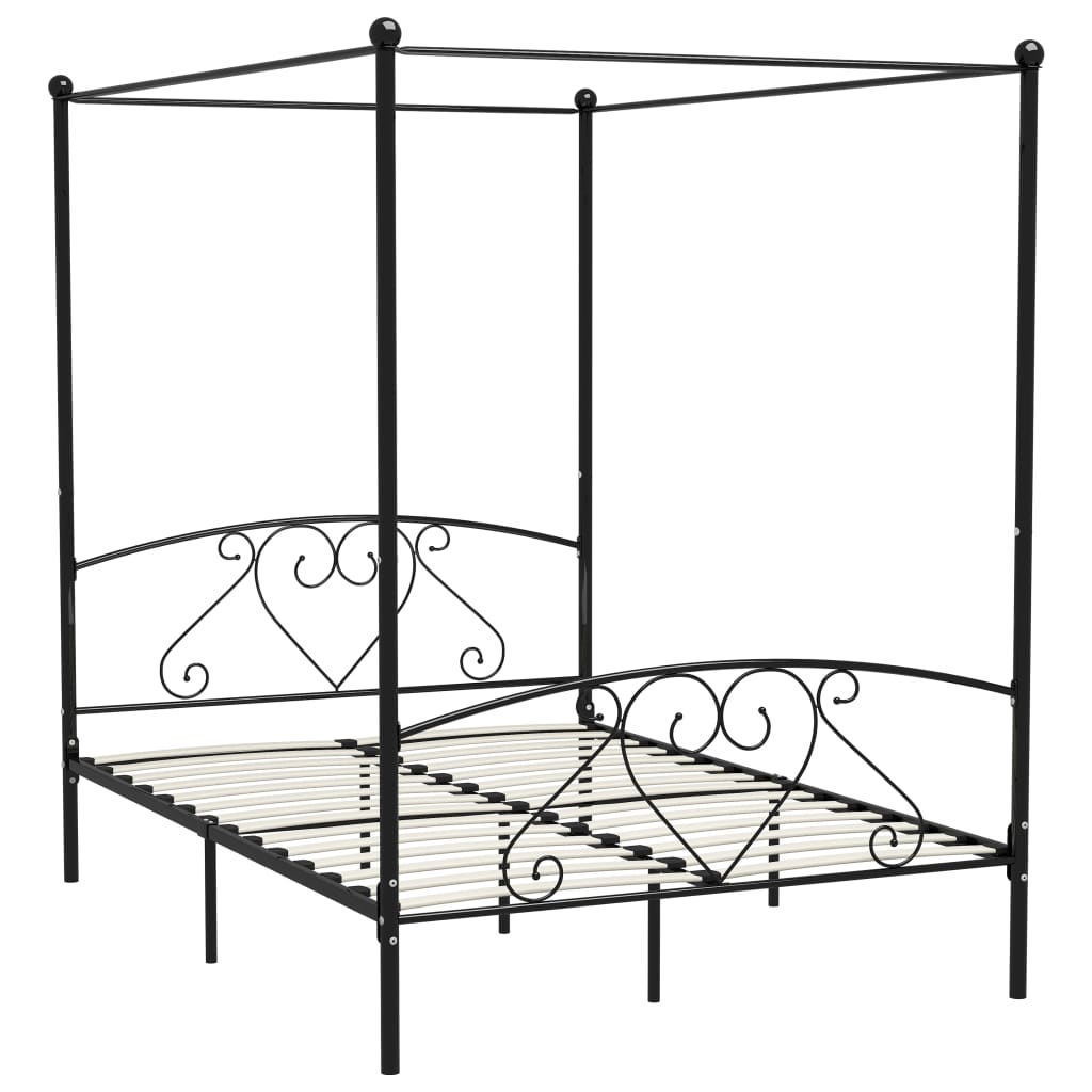 Hemelbedframe Metaal 160 x 200 cm Zwart