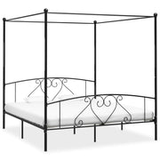 Four-poster bed frame metal black 180x200 cm