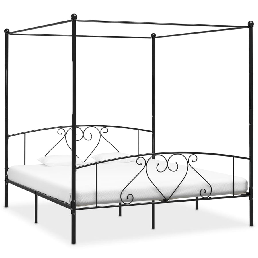 Hemelbedframe Metaal 200 x 200 cm Zwart