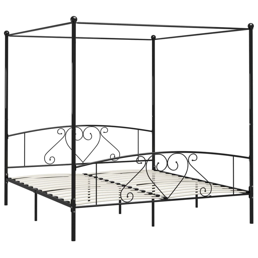 Hemelbedframe Metaal 200 x 200 cm Zwart