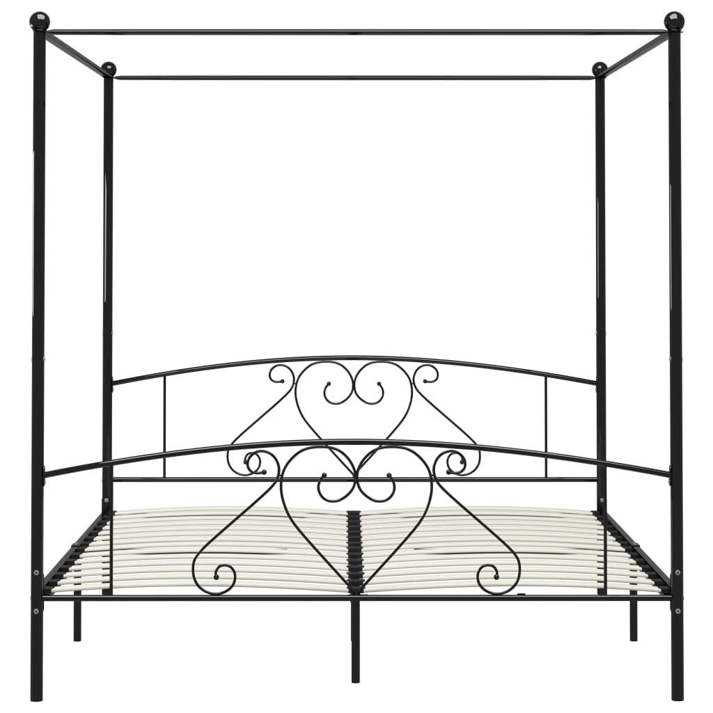 Hemelbedframe Metaal 200 x 200 cm Zwart