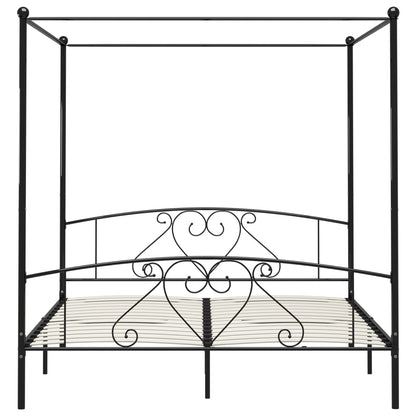 Hemelbedframe Metaal 200 x 200 cm Zwart