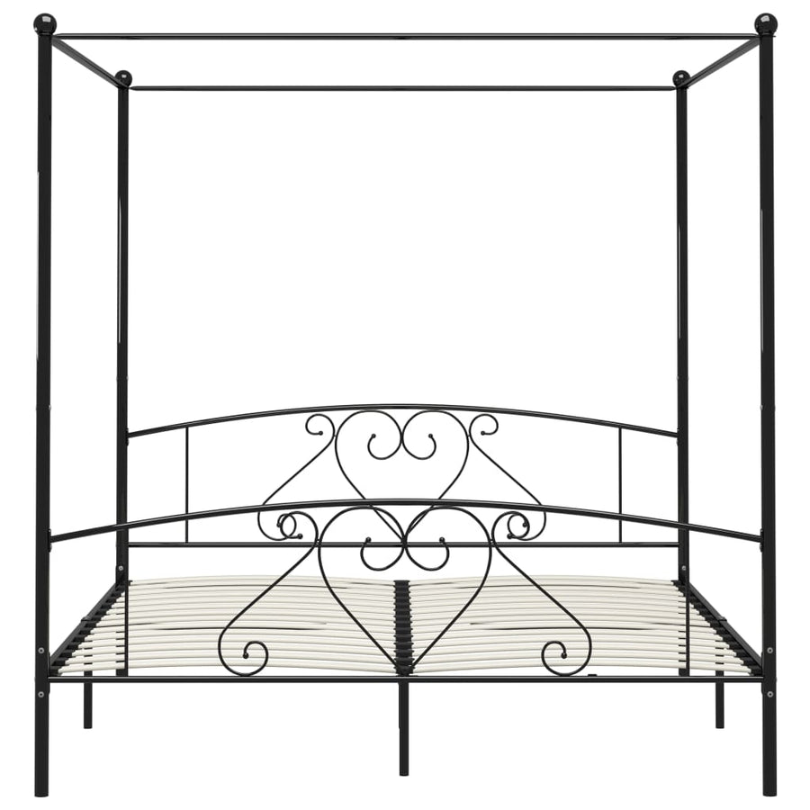 Hemelbedframe Metaal 200 x 200 cm Zwart