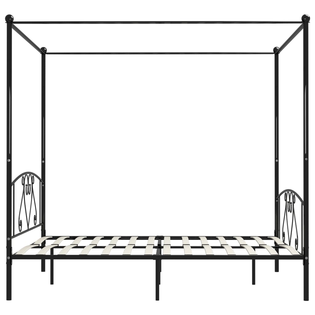 Hemelbedframe Metaal 200 x 200 cm Zwart