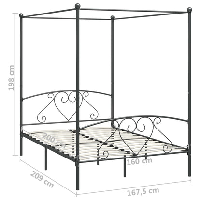 Hemelbedframe Metaal 160 x 200 cm Grijs