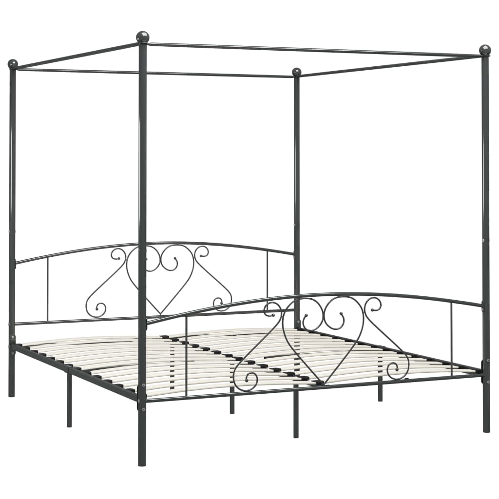 Hemelbedframe Metaal 180 x 200 cm Grijs