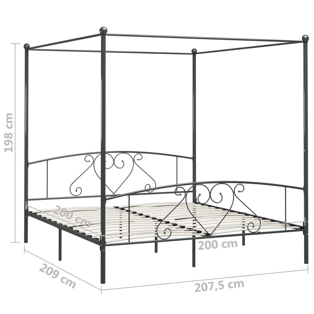 Hemelbedframe Metaal 200 x 200 cm