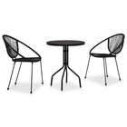 3-Delige Bistroset Pvc-Rattan Zwart