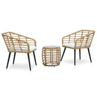 -Delige Bistroset Poly Rattan Kleurig Eiken