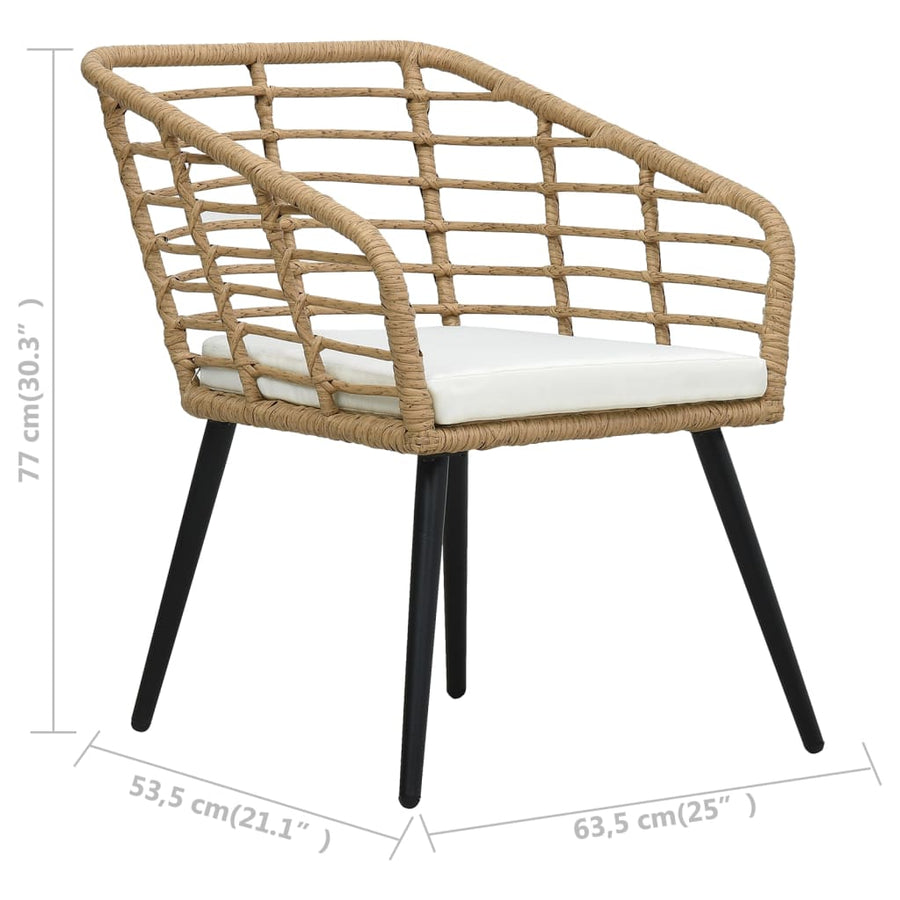 -Delige Bistroset Poly Rattan Kleurig Eiken