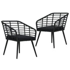 Garden chairs 2 pcs with cushions poly rattan black
