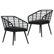 Tuinstoelen 2 st poly rattan zwart met kussens