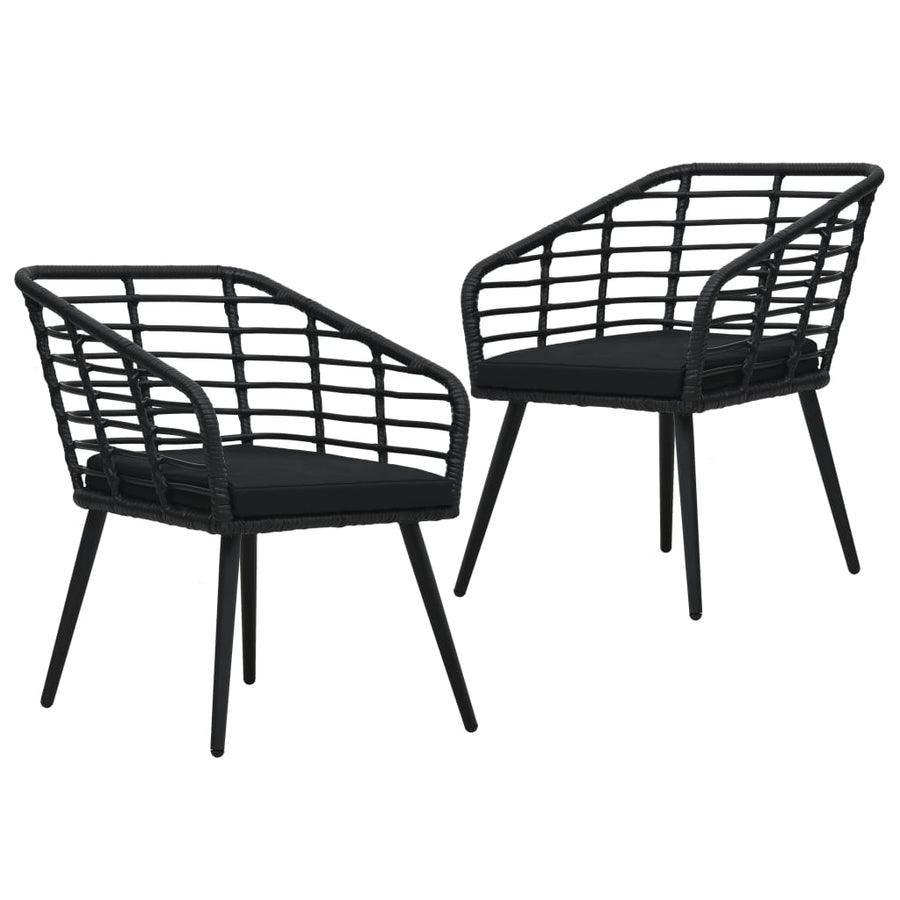 Tuinstoelen Met Kussens Poly Rattan Zwart