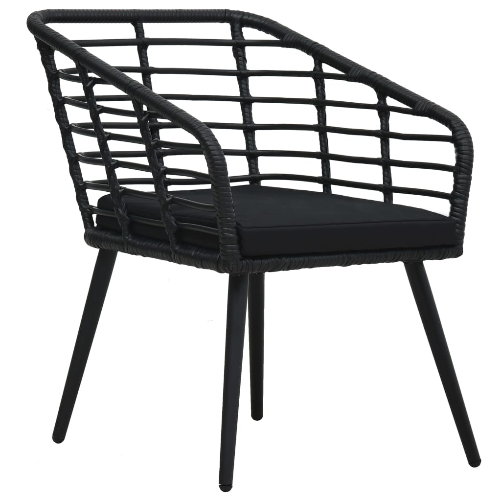Tuinstoelen Met Kussens Poly Rattan Zwart