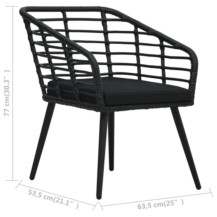 Tuinstoelen Met Kussens Poly Rattan Zwart