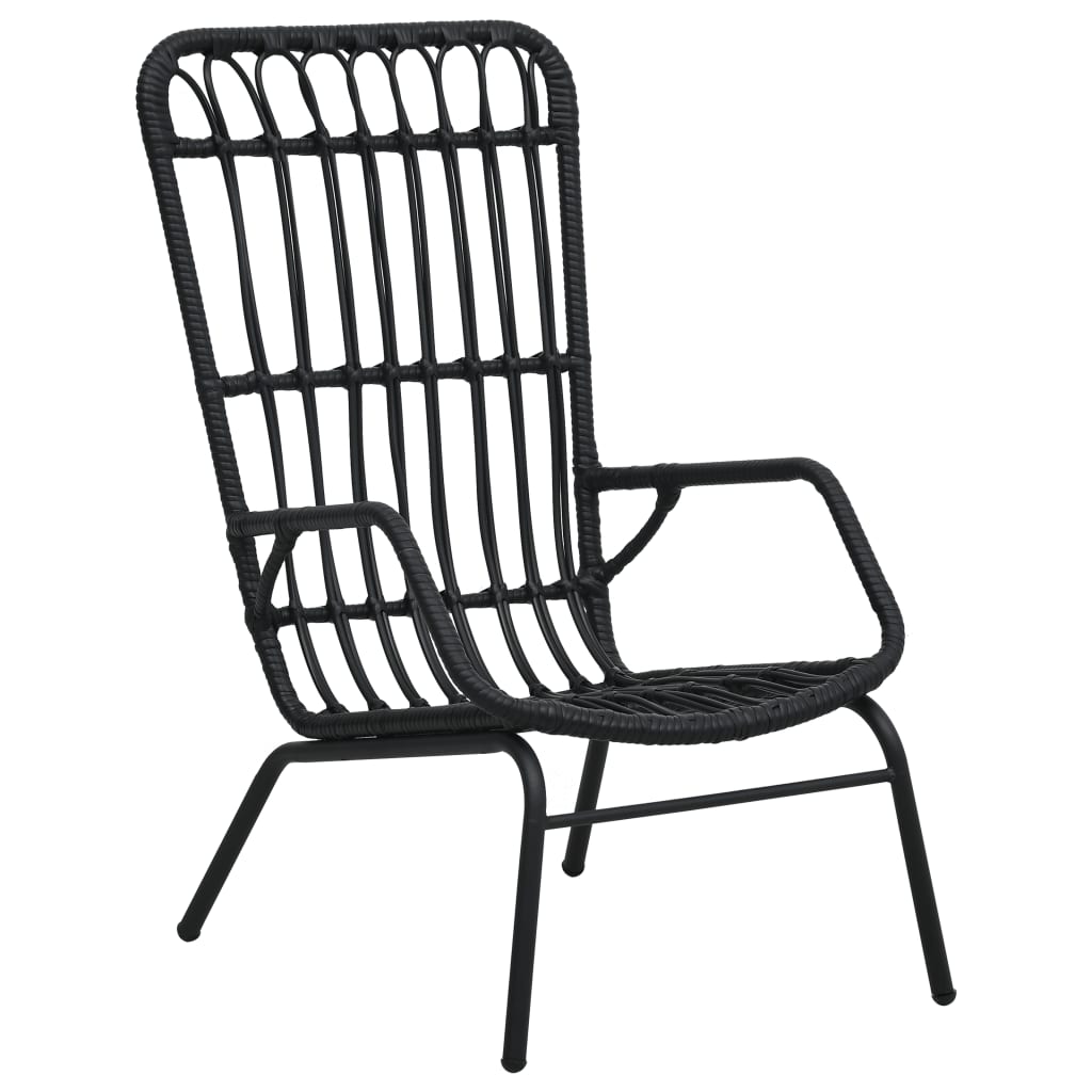 Tuinstoel Poly Rattan Zwart
