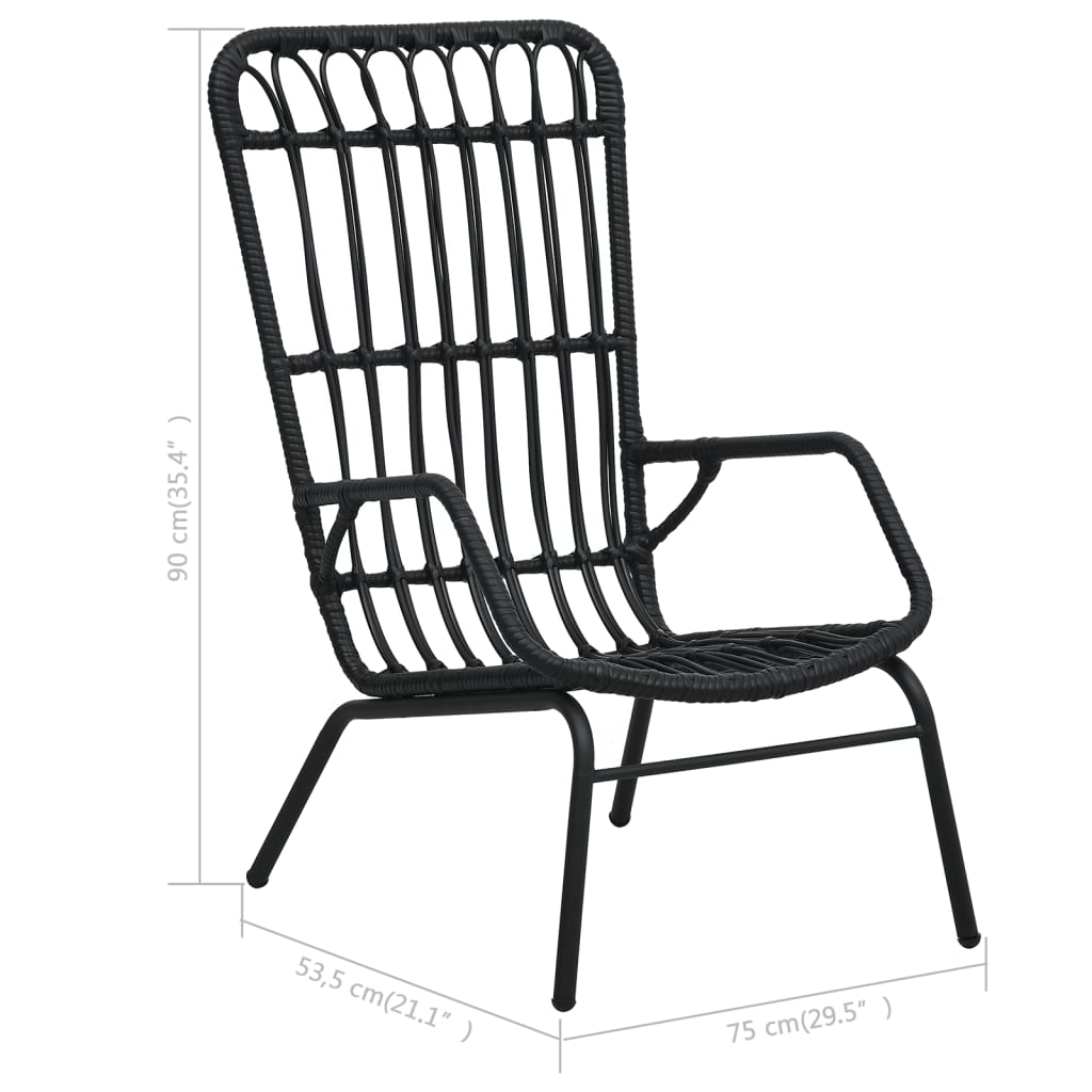 Tuinstoel Poly Rattan Zwart