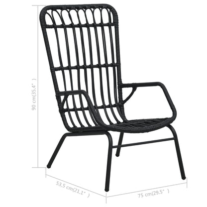 Tuinstoel Poly Rattan Zwart