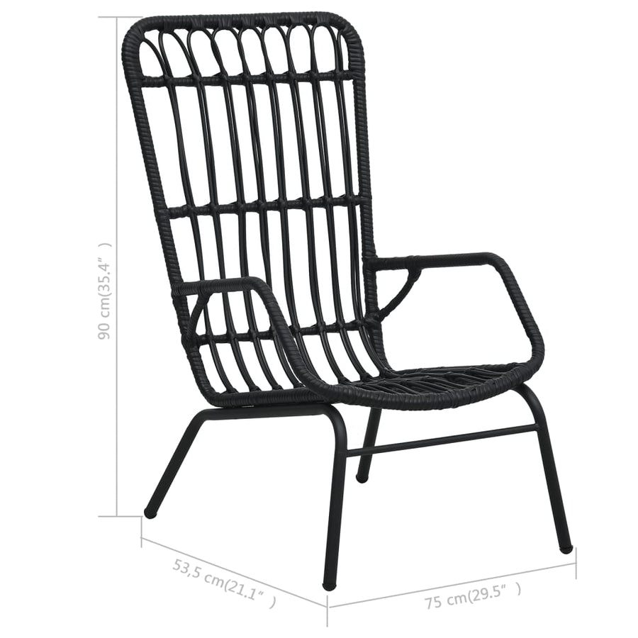 Tuinstoel Poly Rattan Zwart