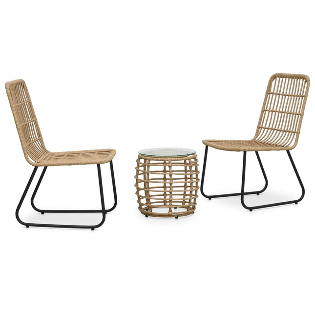 -Delige Bistroset Poly Rattan Kleurig Eiken