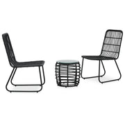 Bistroset 3-delig poly rattan zwart