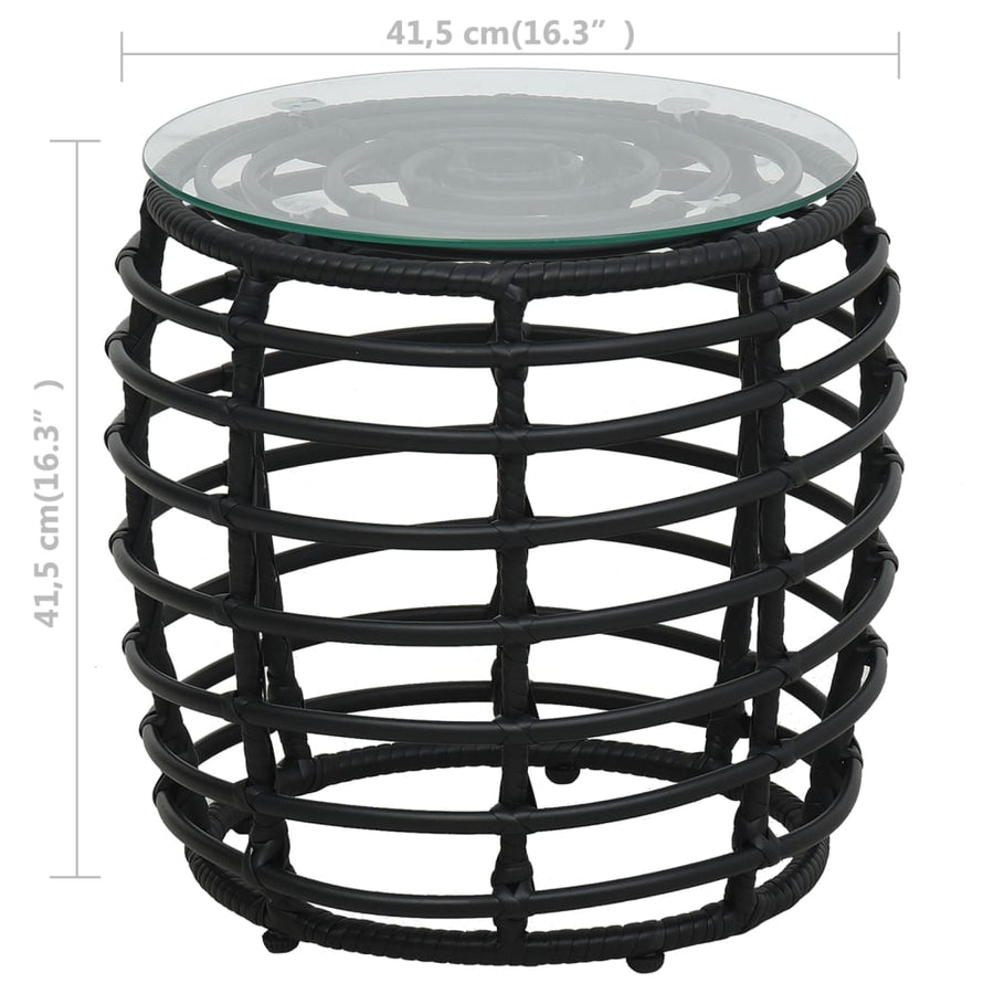 -Delige Bistroset Poly Rattan Zwart